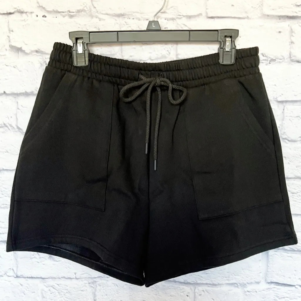 PINK VICTORIA’S SECRET Ivy Fleece Sweat Shorts High Rise Black White Logo XL - Image 5