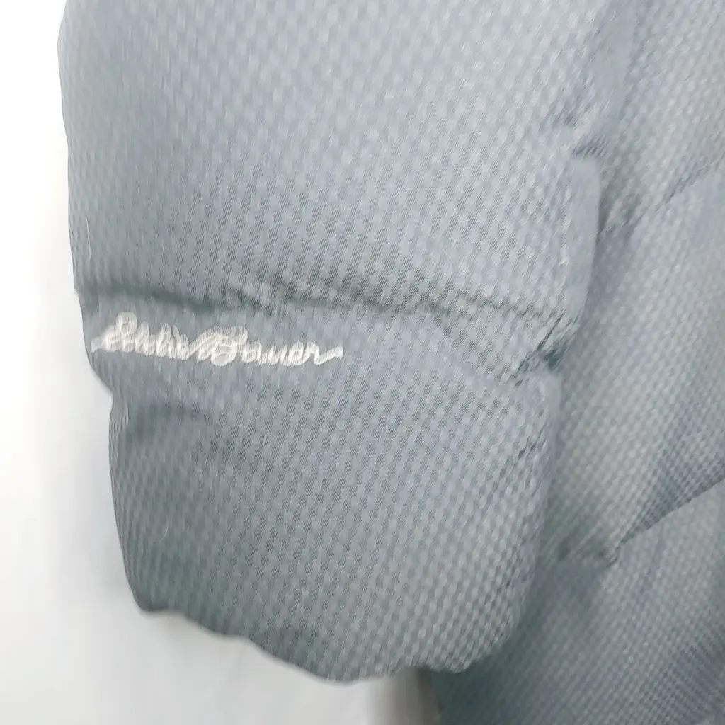 Eddie Bauer  L Gray Knee Length Down Puffer Hoodie Jacket - Image 8