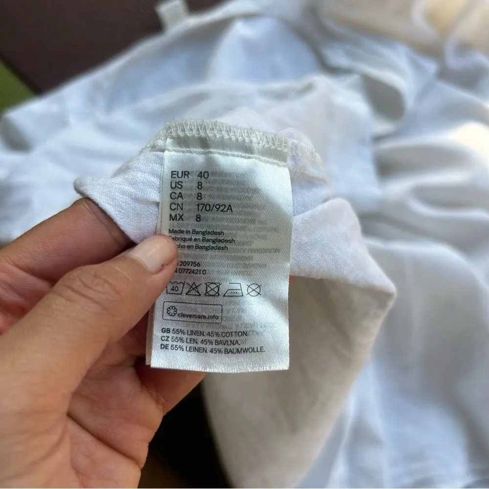 H&M White Linen Blend Top/ peasant top - Image 10