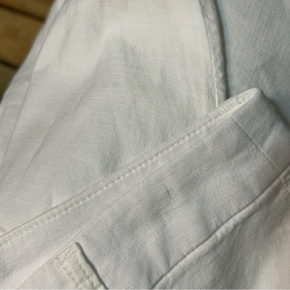 Frank & Eileen  Kinsale Italian Performance Linen Flax Pants in White Size 8 - Image 8