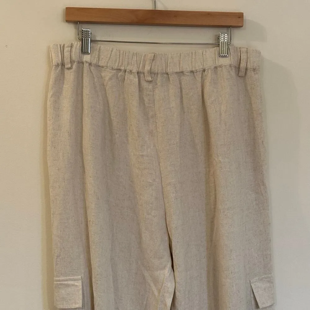 New Aqua Linen Pants sz XXL Aqua Linen Cargo Pants Beige tan linen - Image 3