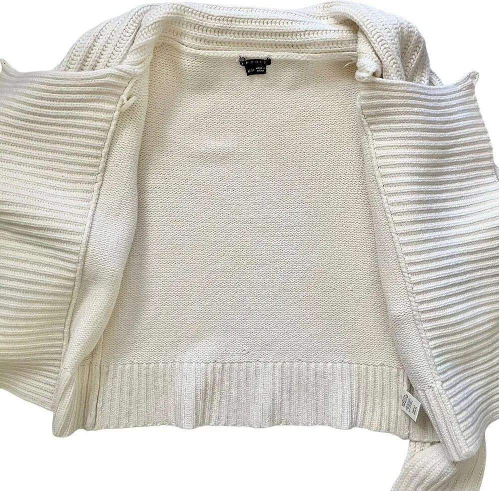 Ivory White Carolyn Cardigan Sweater with Attached Muffler Scarf - Image 7