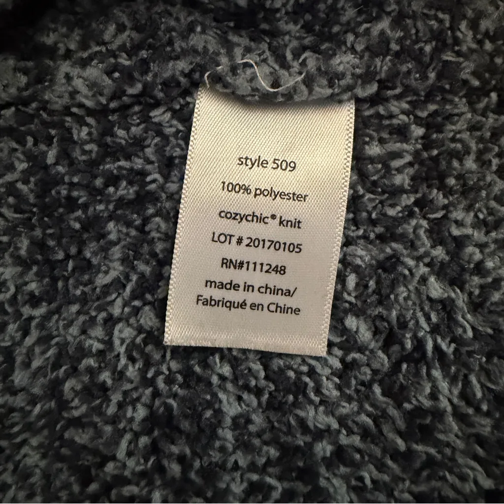 Barefoot Dreams CozyChic Adult Robe in Heathered Blue Knit Bath Robe Size 1 - Image 15