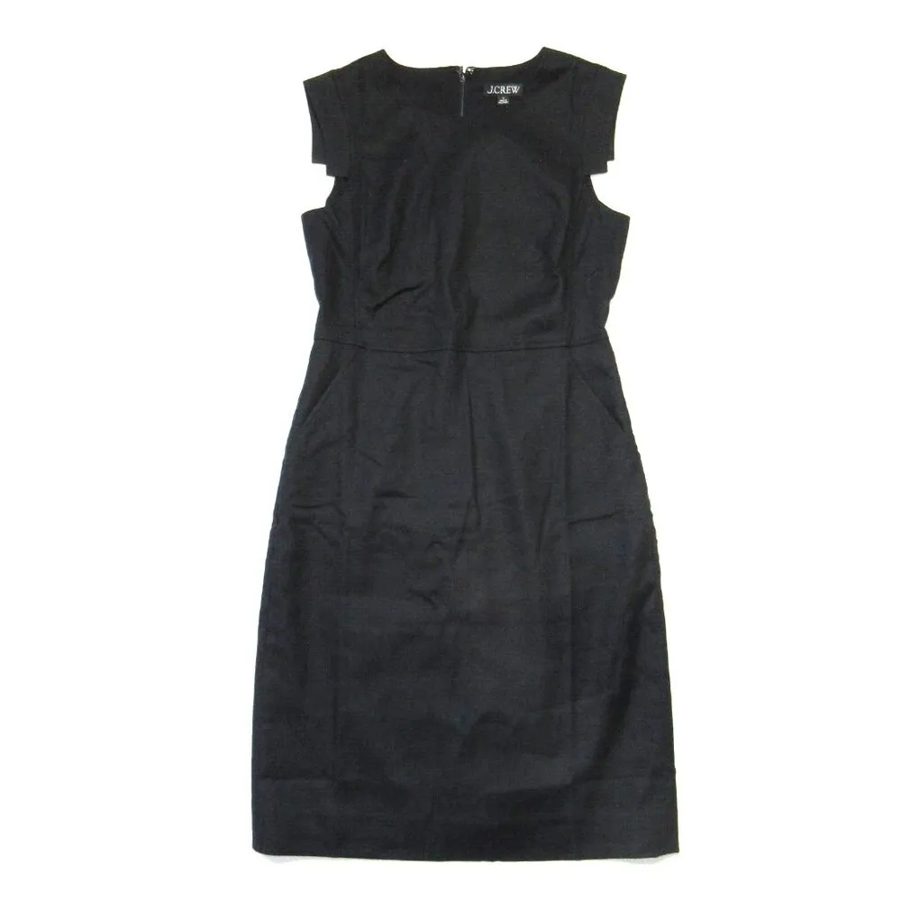 NWT J.Crew Resume Sheath in Black Stretch Linen Dress 4 $198 - Image 2