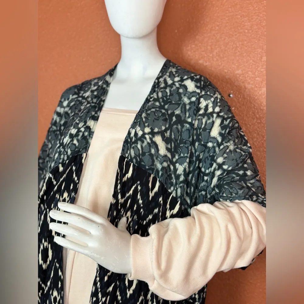 Anthropologie In Our Nature Kimono Top Cardigan Ikat Midnight One Size. E34 Blue - Image 12