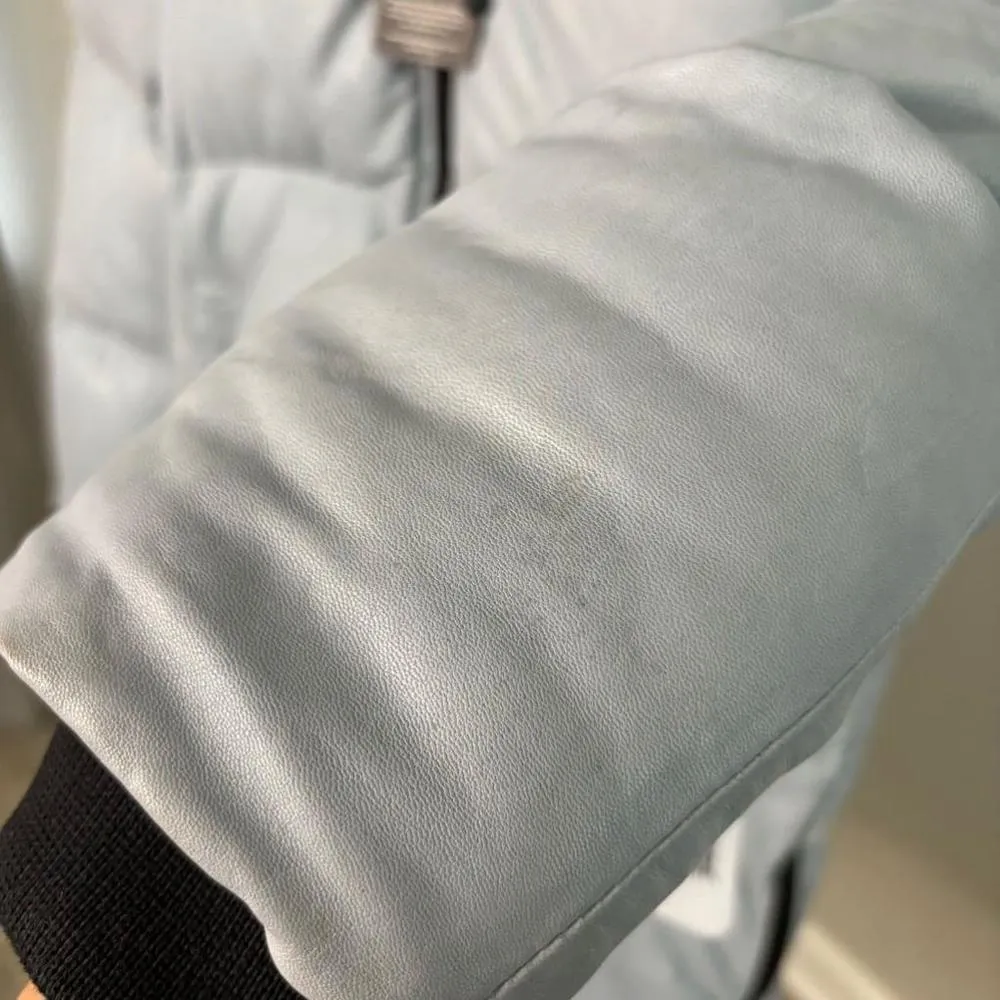 NWT Bod & Christensen Pearl Blue Nova Leather Long Puffer Coat MSRP $895 - Image 6