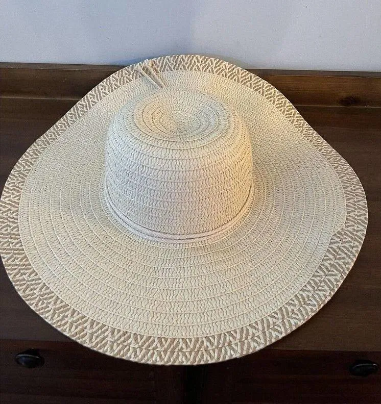 Halston Natural Straw SunHat One Size Tortoise/Rope Accent Polyester/Paper Blend - Image 2