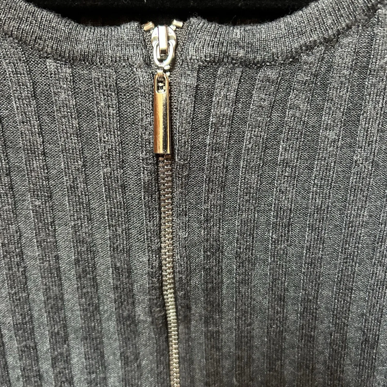 VTG Y2K Women's Gray 1/2 Zip Ribbed Henley Sweater Large Elena Gilbert Bella - Image 3