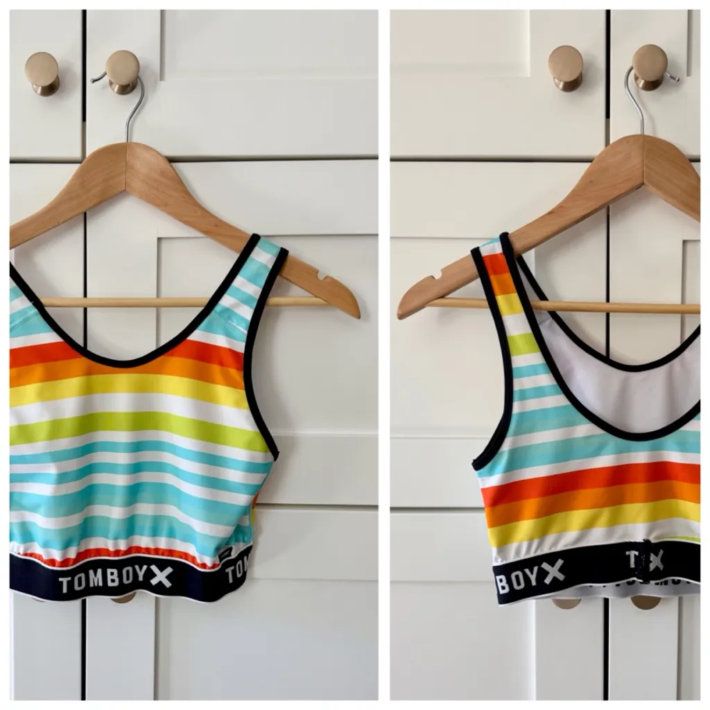 TomboyX Sunset Stripes Sport & Swim Top, sz. S Black - Image 9