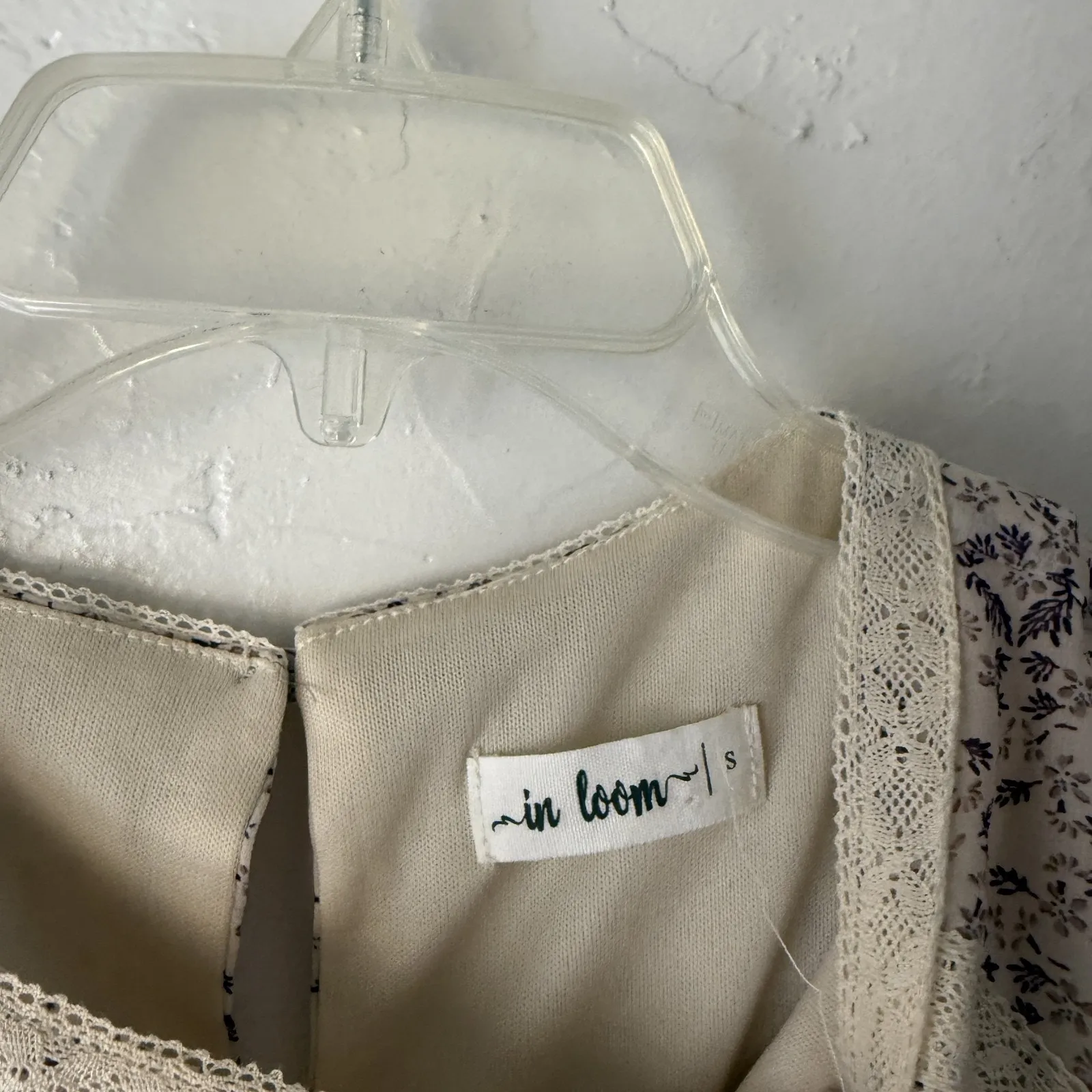 In Loom Blouse‎ Womens Small Purple Floral Long Sleeve Peplum Boho Lace Top - Image 4