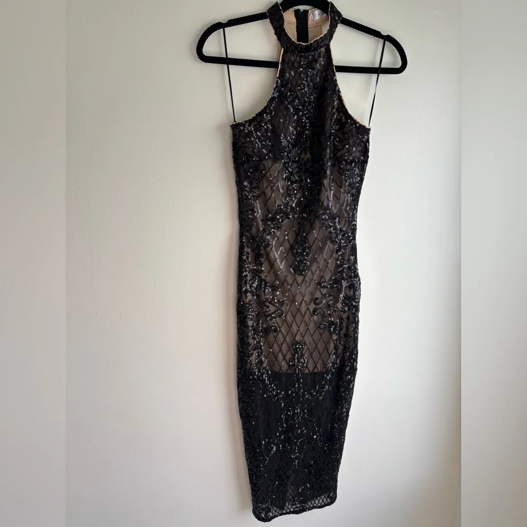Elegant Black Sequin Midi Dress - Image 7