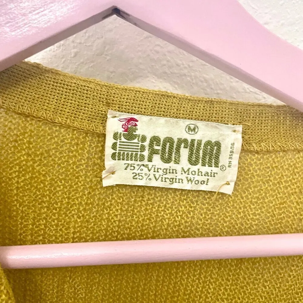 Vintage Forum Yellow 75% Virgin Mohair 25% Virgin Wool Sweater Size M Gold Size M - Image 4