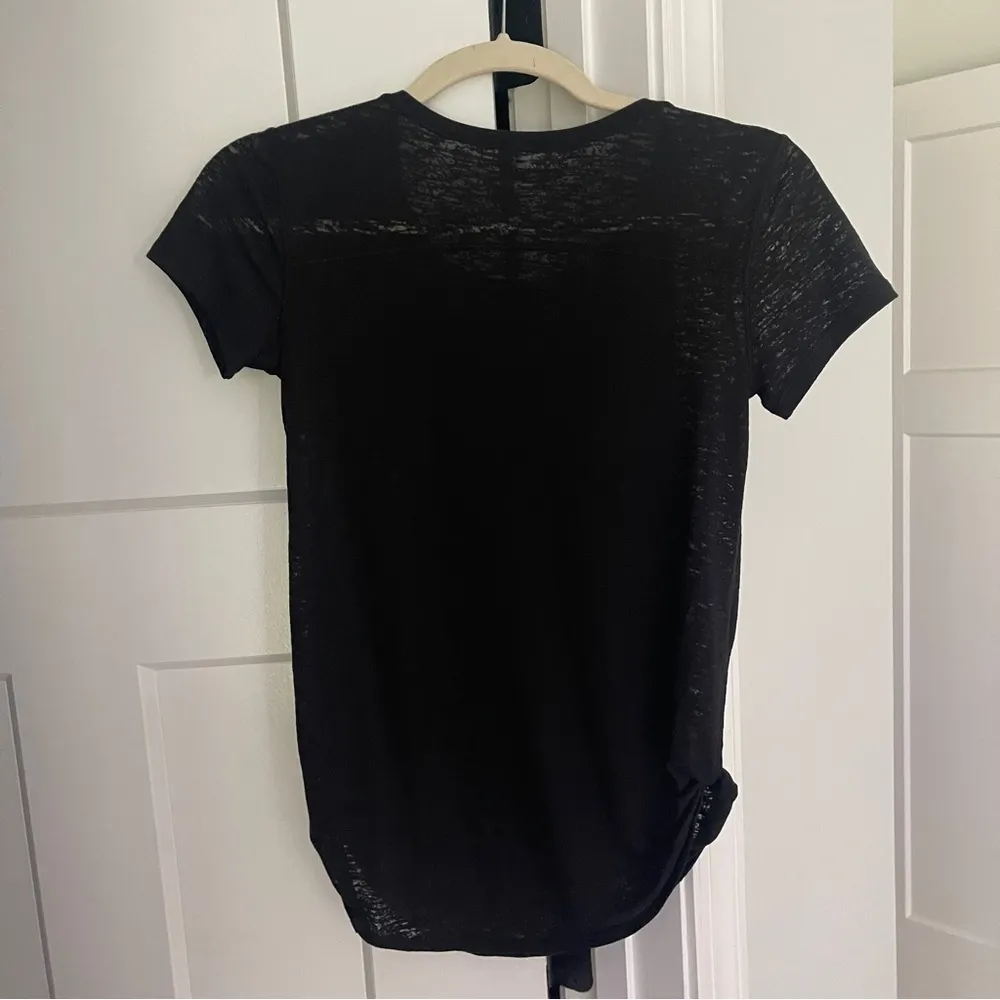 Lululemon Black Short Sleeve Knot Side Sheer Top - Image 2