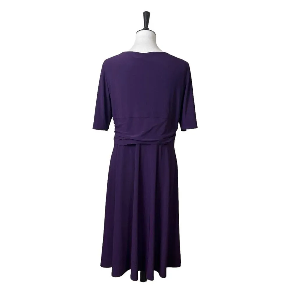 CHAPS Dress Twist Front A-line V-neck Jersey Knit Plum Purple Women’s Size XL - Image 4