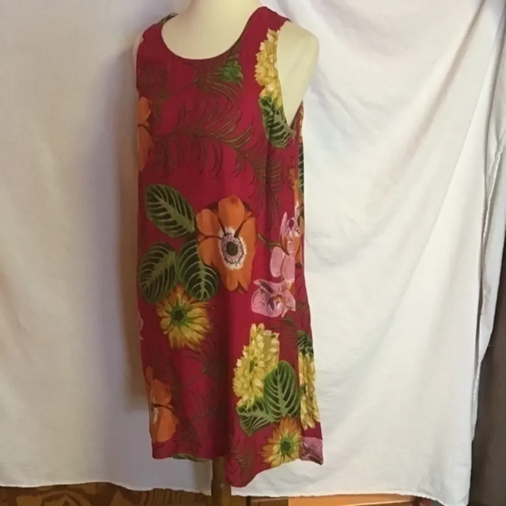 Vintage 90s floral n prayer plant Hawaiian midi dress Pink - Image 8