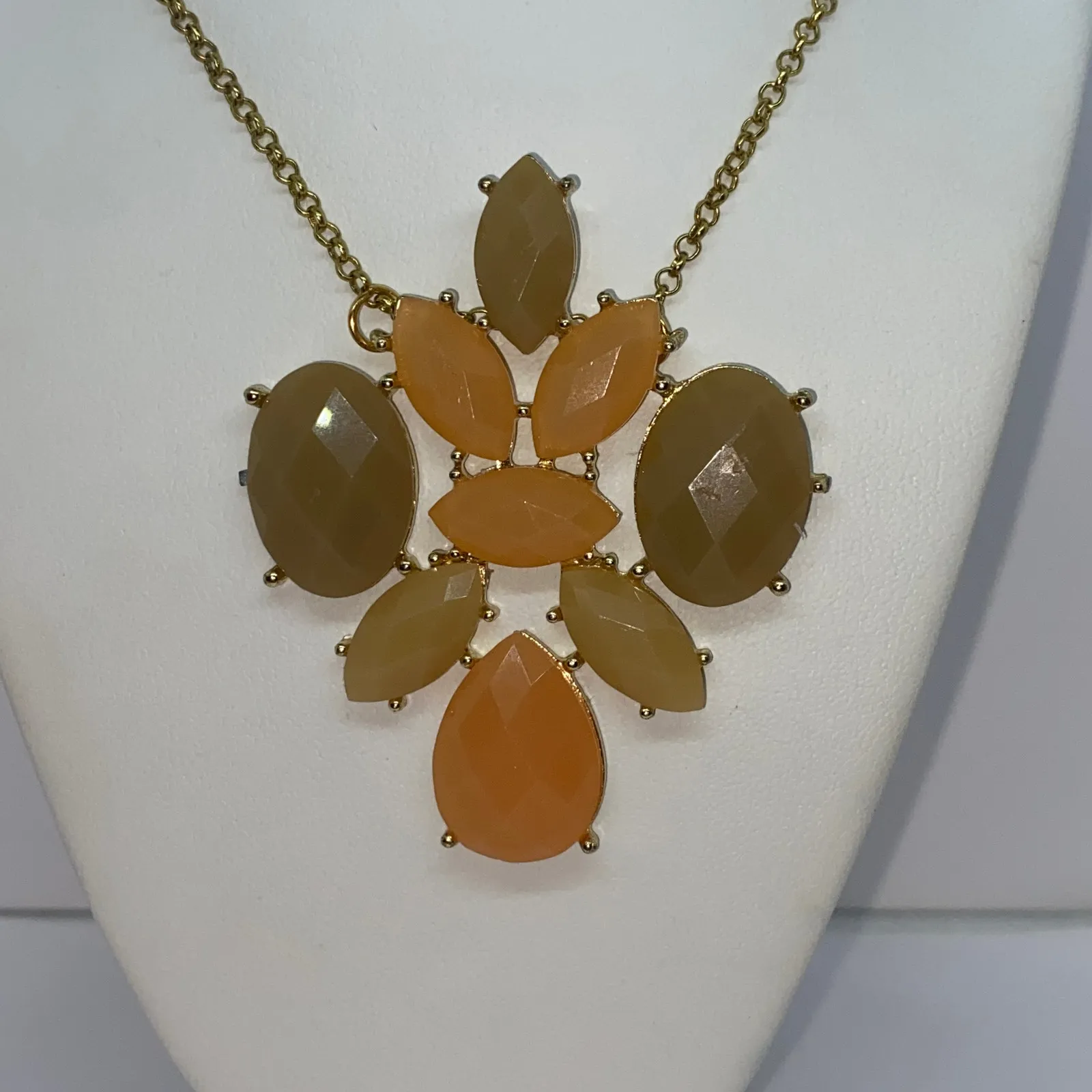 Bronze-Tone Multi-tone Orange Textured Necklace - Image 2