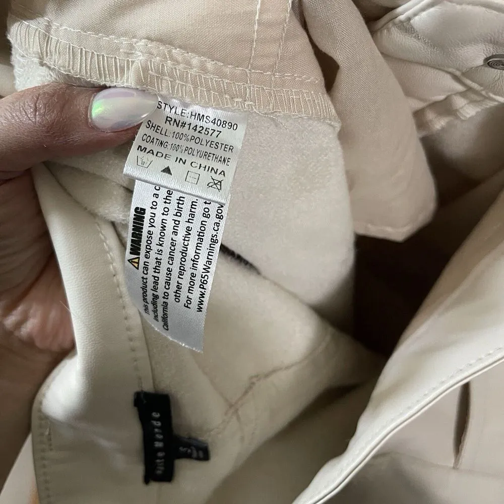 Haute Monde Ivory faux leather maxi high slit skirt size small - Image 6