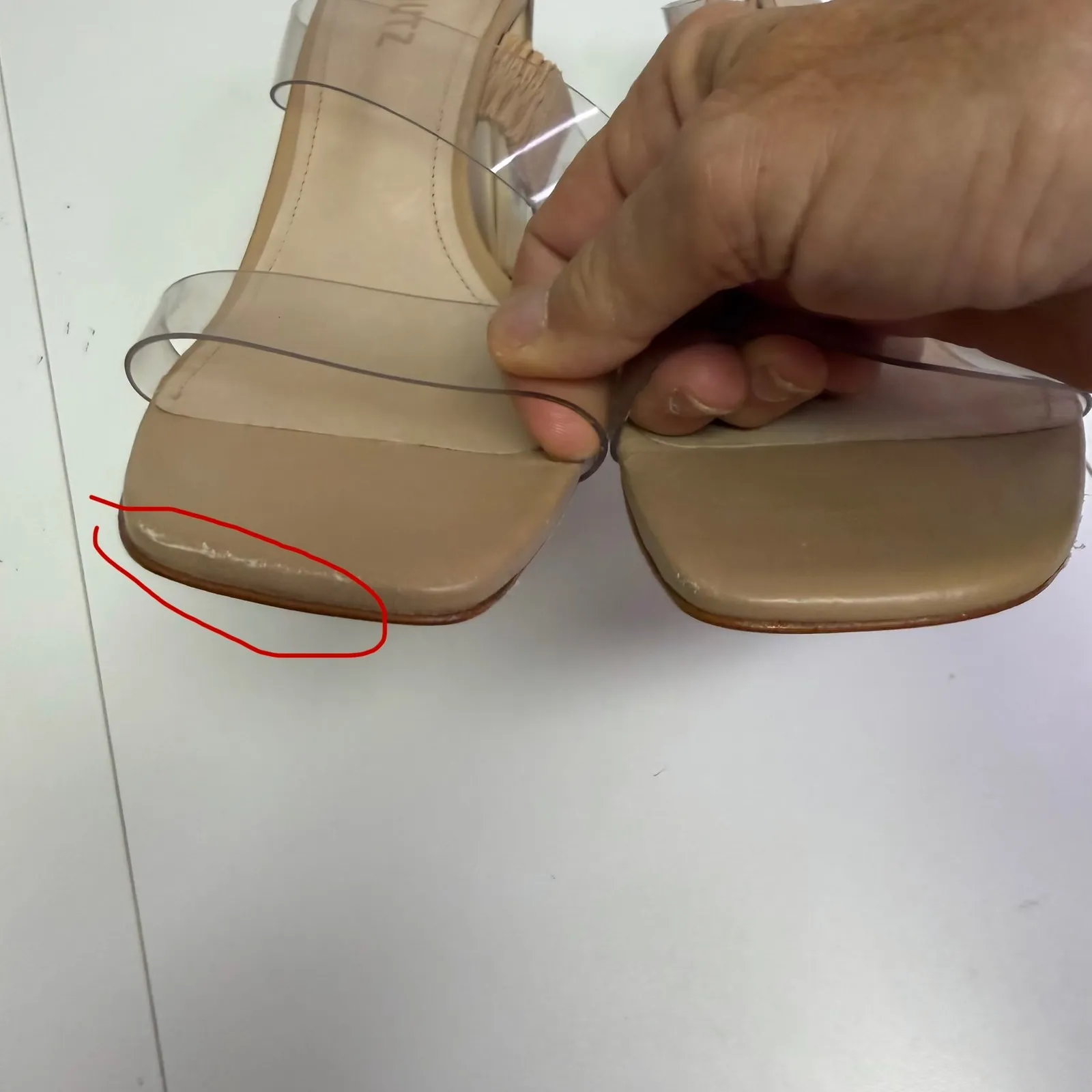 SCHUTZ Ariella Women Clear Strap Block Heel Sandals Tan Leather Square Toe Shoes - Image 9