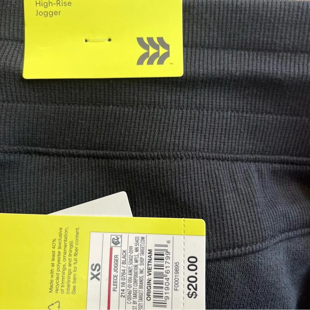 All in Motion Fleece Joggers in Black High Rise Sz XS NWT Target Sweatpants - Image 3