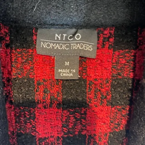 NTCO Nomadic Traders Sweater Vest Women Medium Red Black Plaid Wool Pockets - Image 6