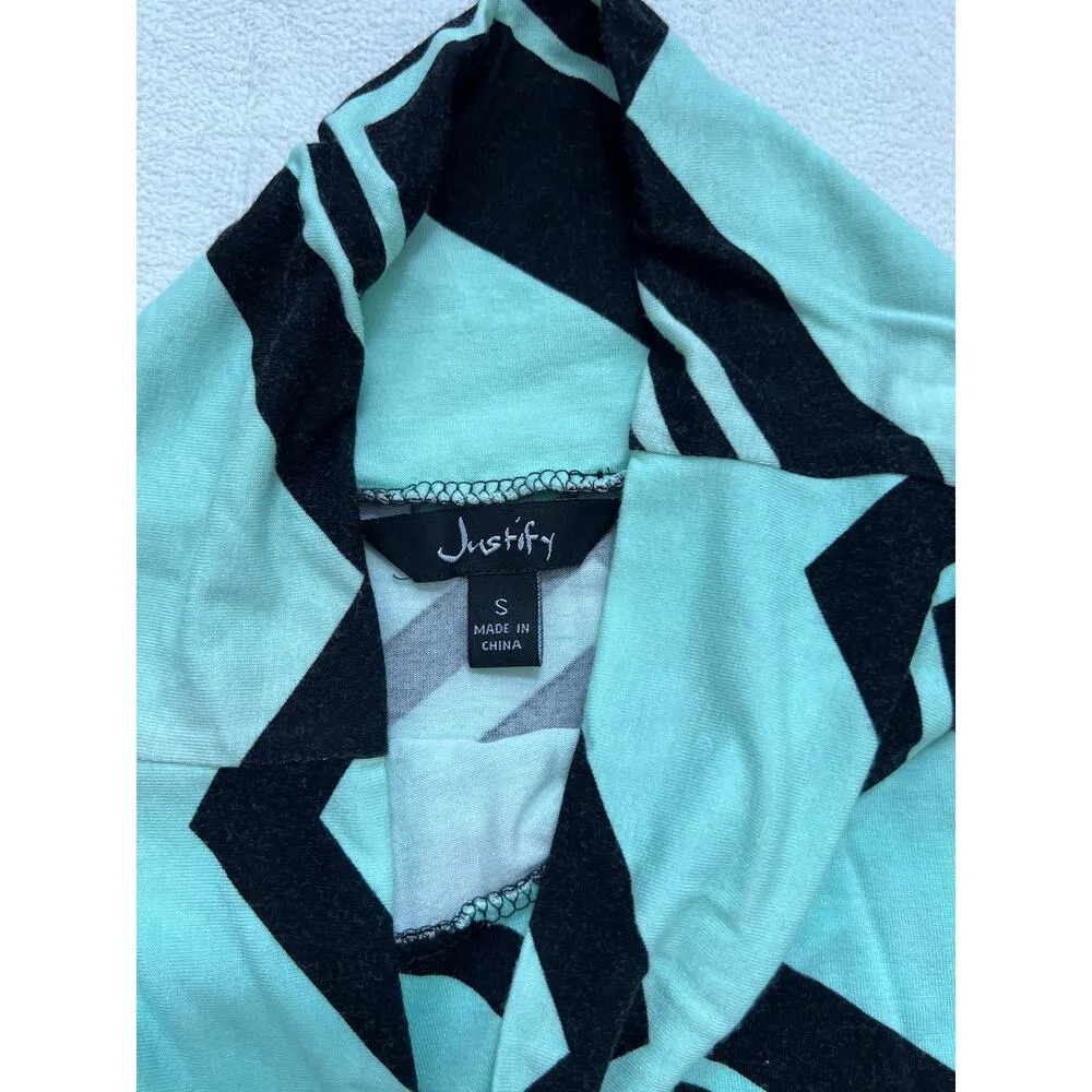 Justify Chevron Print Mint Green + Black Maxi Skirt Small - Image 2