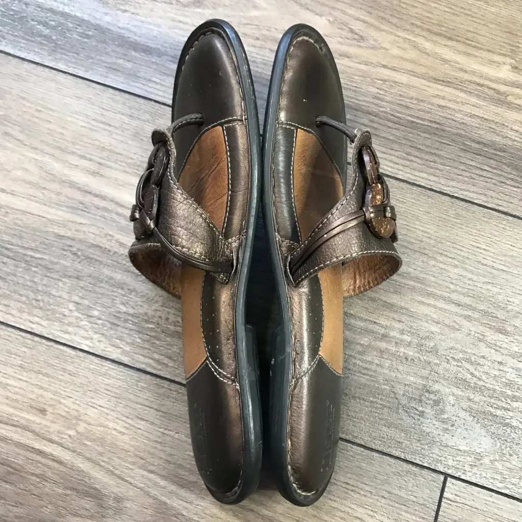 Born Bronze‎ Leather Bead Embellished Thong Flip Flop Sandals Metallic Women's 9 Brown - Image 4