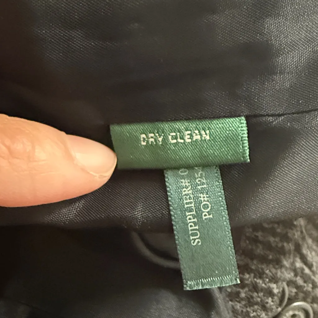 Ralph Lauren Black Checkered Blazer Size 10 Wool Classic Single Breasted Jacket - Image 9