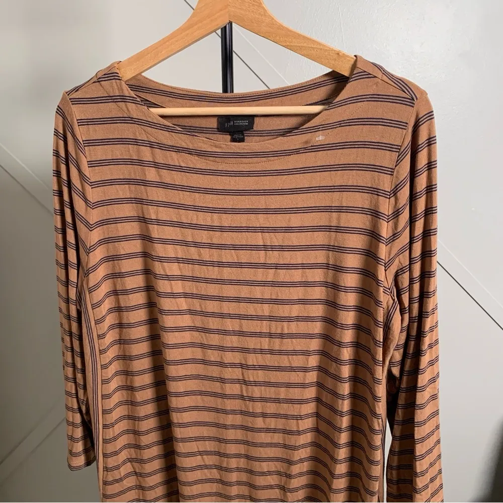 J. Jill Brown Black Striped Long Sleeve Dress Size Large - Image 9