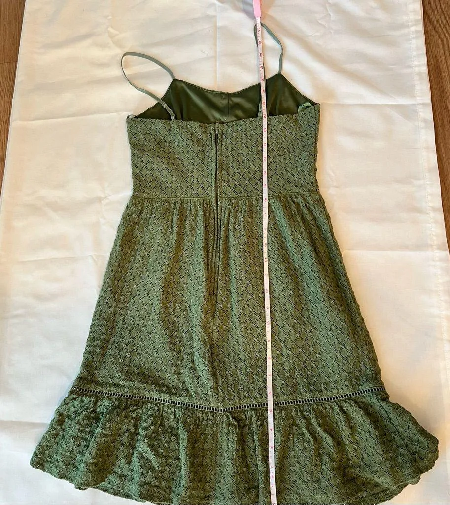 City Studio dress women’s size 3 olive green crochet ruffle flare summer dress - Image 10