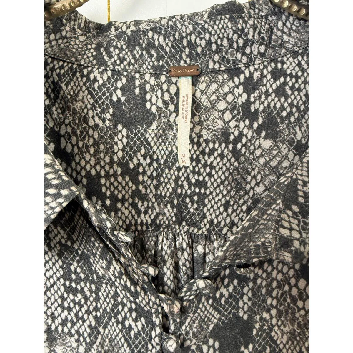 Free People Modern Muse Black Snakeskin Oversized High Low Top - Size- Medium - Image 5