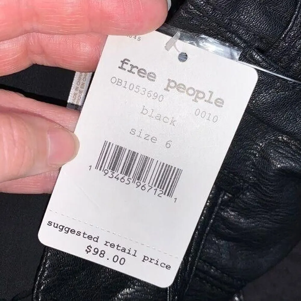 Free People Womens Faux Leather Mini Skirt Payton High Waist Paperbag Waist Sz 6 - Image 14
