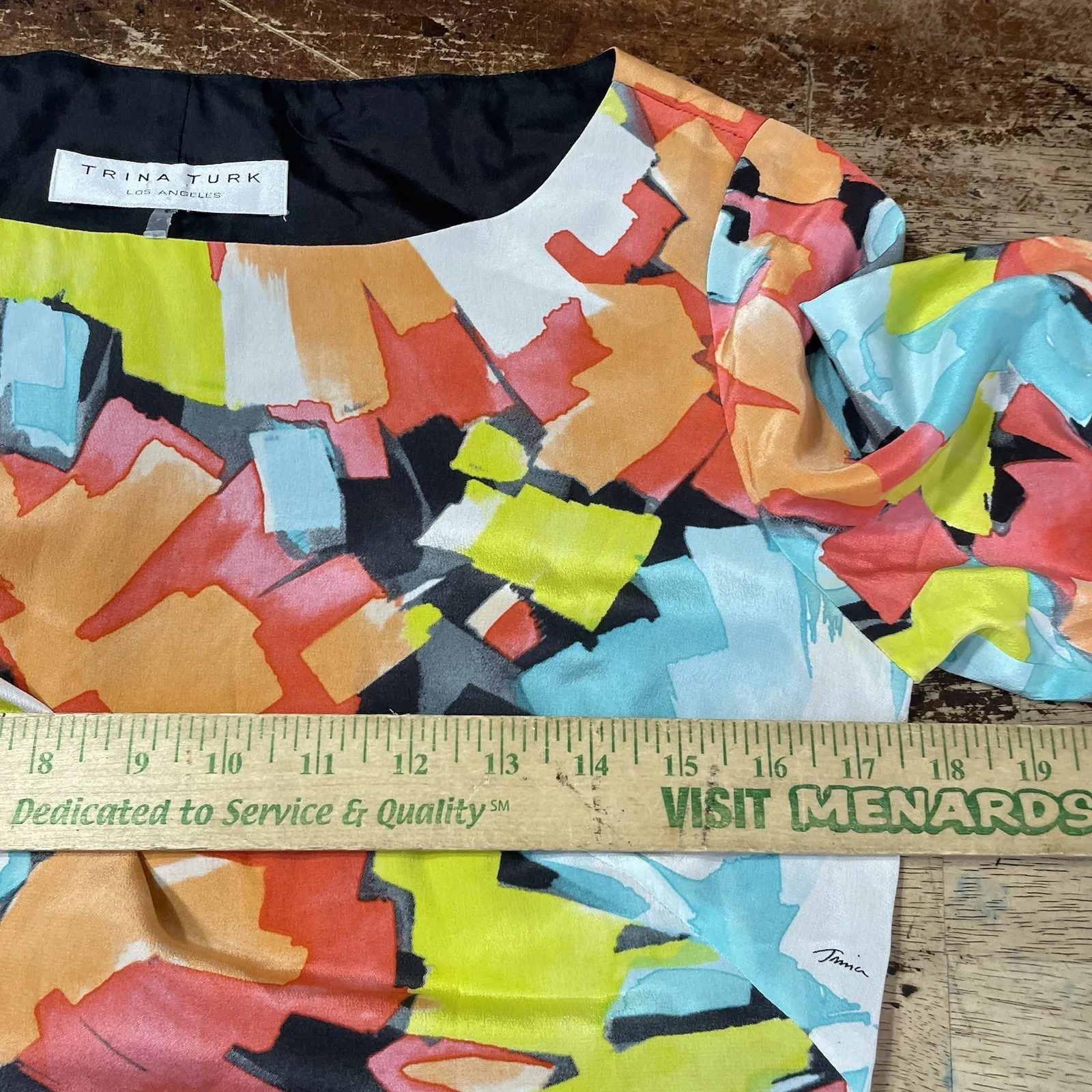 Trina Turk Kerry Silk Abstract Watercolor Dress‎ Size 2 - Image 5