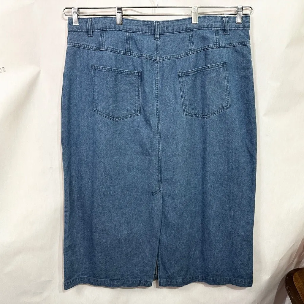 Jessica London 22W Denim Blue Midi Straight Kick Pleat Solid Jean Pockets 274‎ - Image 2