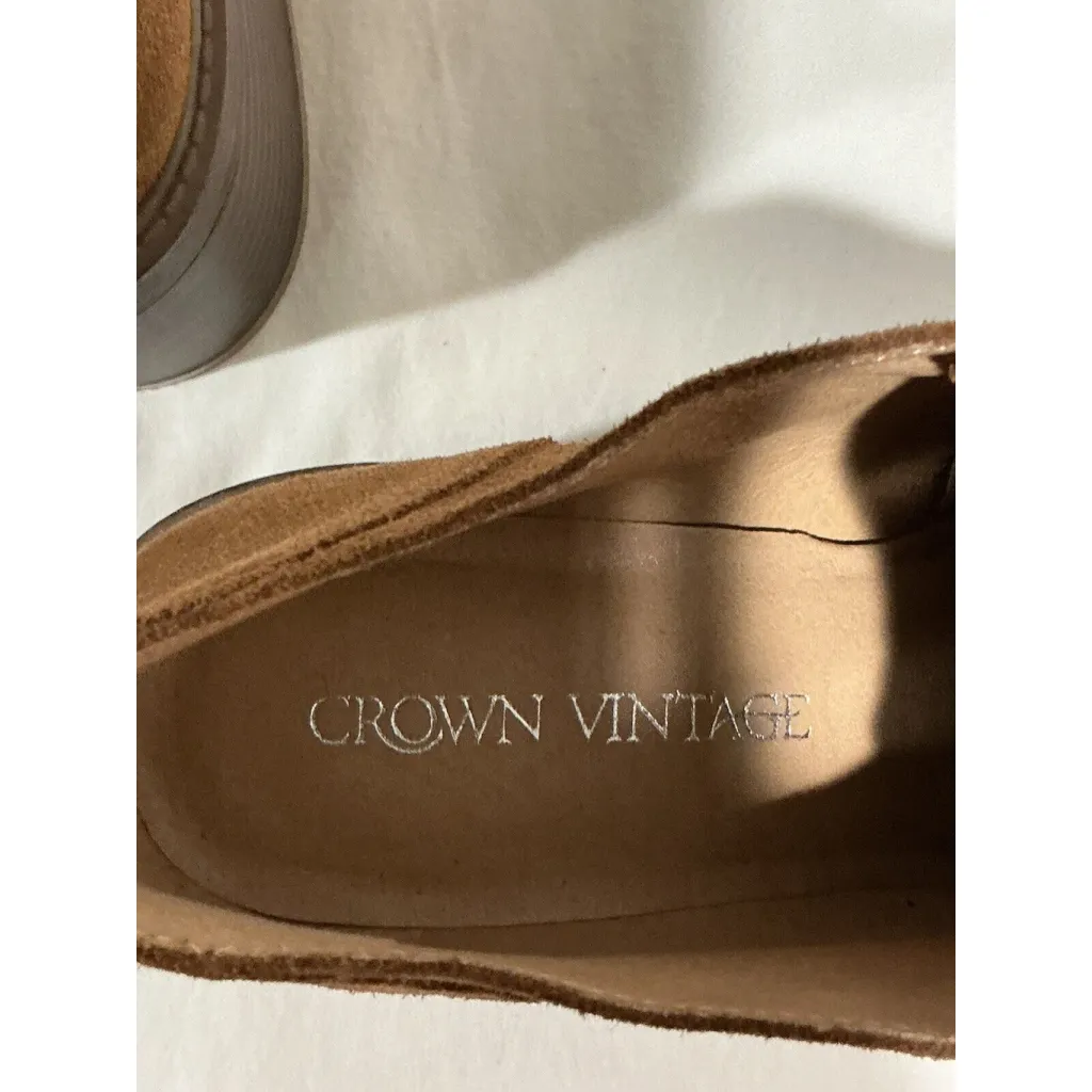 Woman’s Crown Vintage Brown Suede Block Heel Lace Up Shoes Size 9M - Image 8