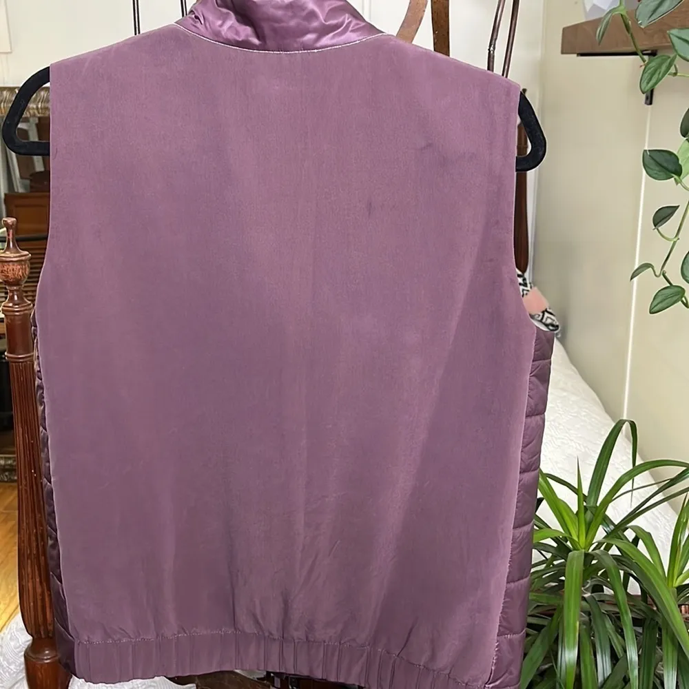 Lafayette 148 Vest Silk Back Purple Zippered Size Medium - Image 5