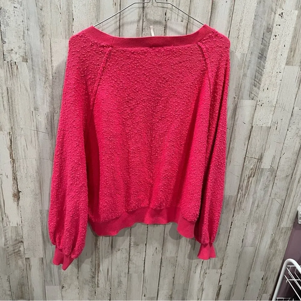 Free People Found My Friend Popcorn Sweater In Rock Candy Pink Womens Medium - Image 8