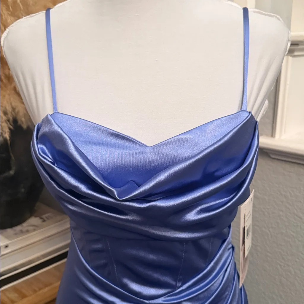 Honey & Rosie Cornflower Blue Maxi Slit Dress Size Small - Image 3