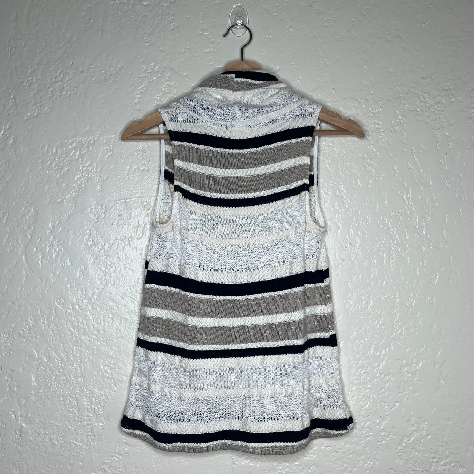 Dolan Women's Cowl Neck Sleeveless Striped Knit Lightweight Sweater XS White - Image 2