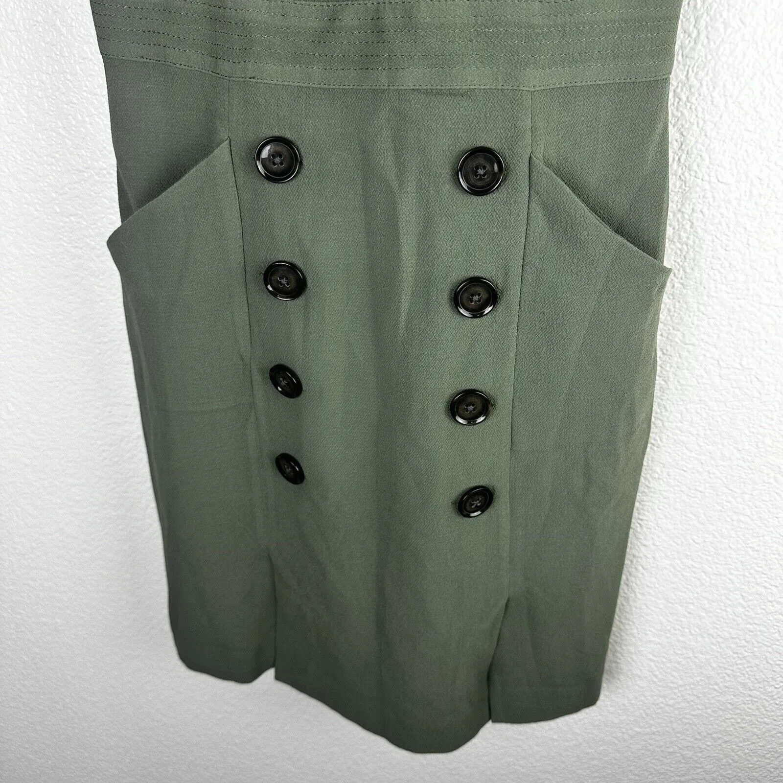 Banana Republic Women's Utility Dress Green Button Detail Lined - Image 5