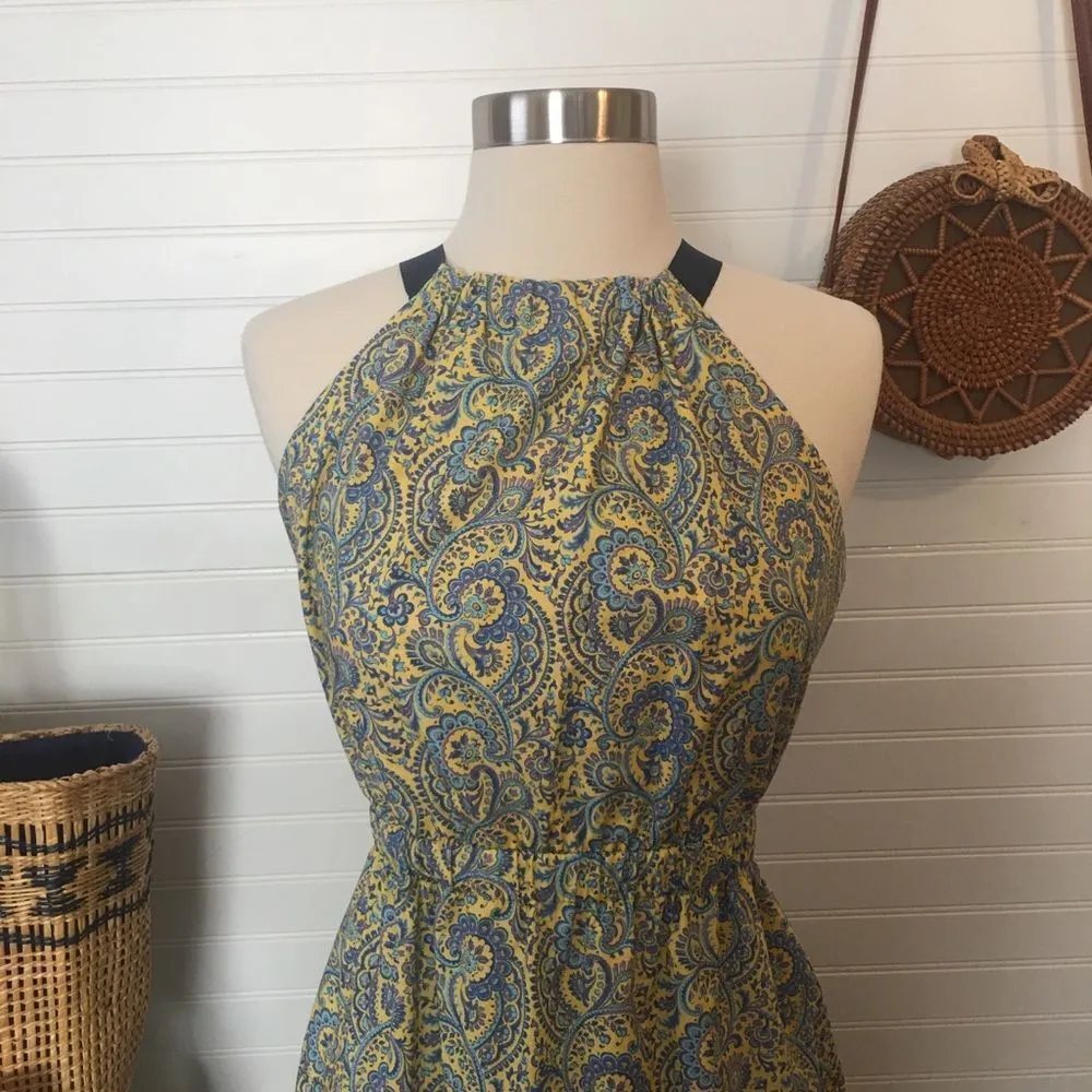 Antonio Melani Liberty Olivia Cotton Yellow Blue Paisley Midi Dress - Image 4