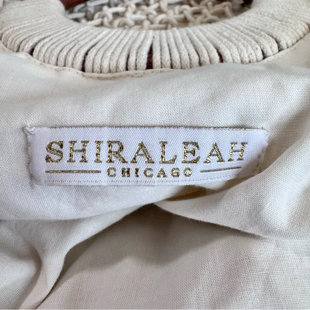 Anthropologie Shiraleah Macrame Handbag Fringe Tassel Beachy Coastal Wood Handle - Image 7