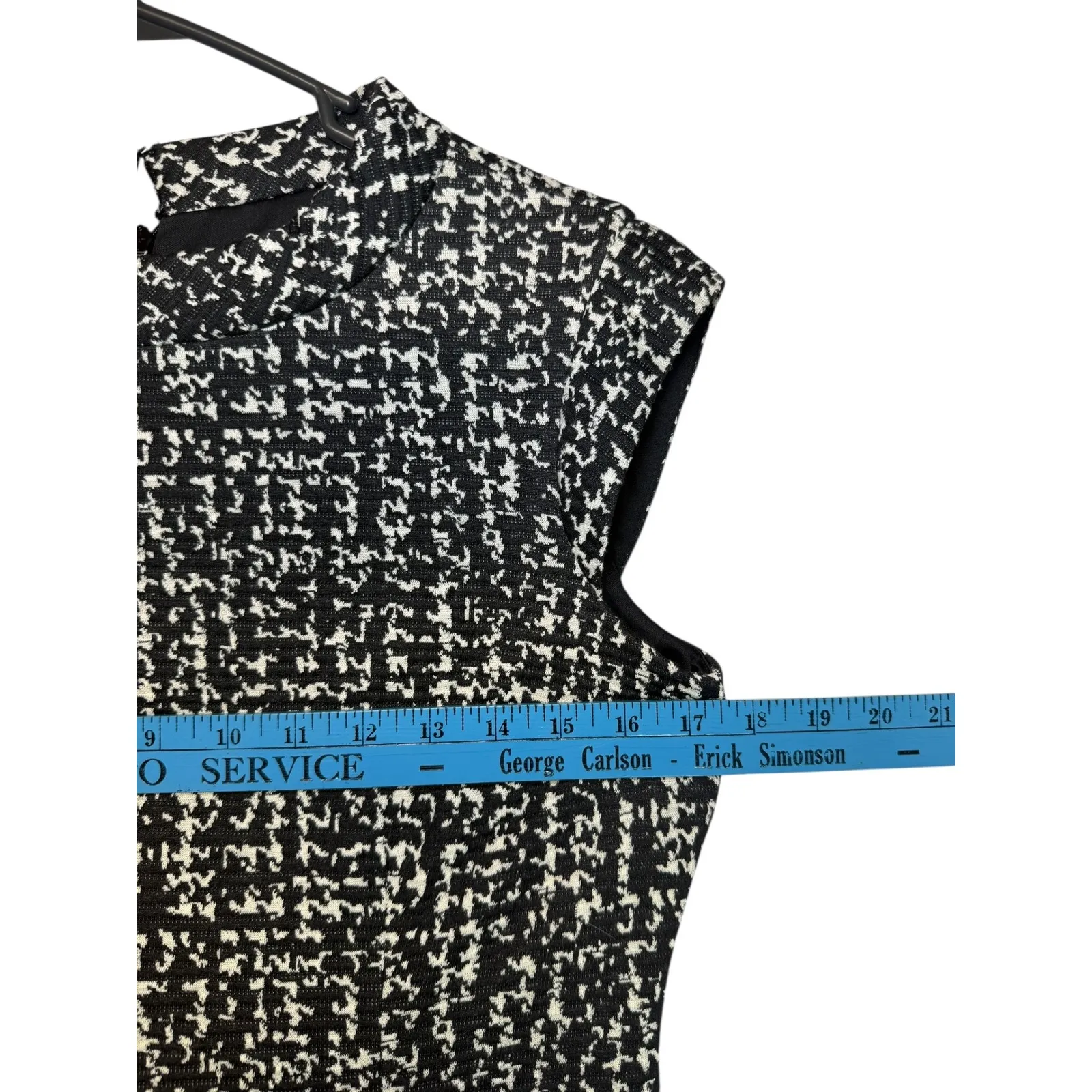 JONES WEAR DRESS Black White Tweed Cap Sleeve Sheath Knee Length Size 8 - Image 9