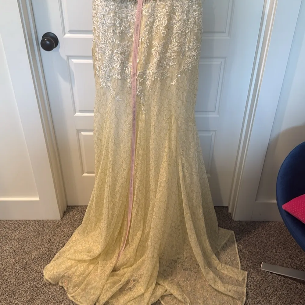 Mac Duggal 79341 Floral Appliqués Sleeveless Plunge Neck Trumpet Gown, Sz 14 NWT - Image 15