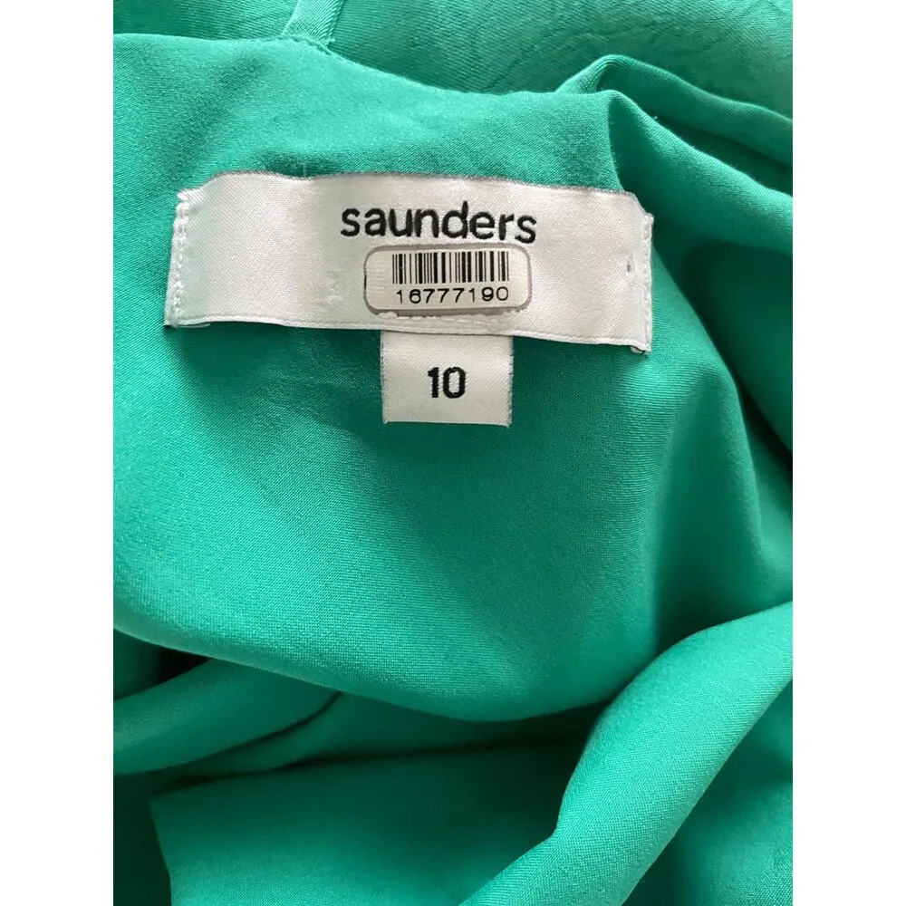 Saunders Emerald Green Satin Slip Midi Dress Size 10 - Image 9