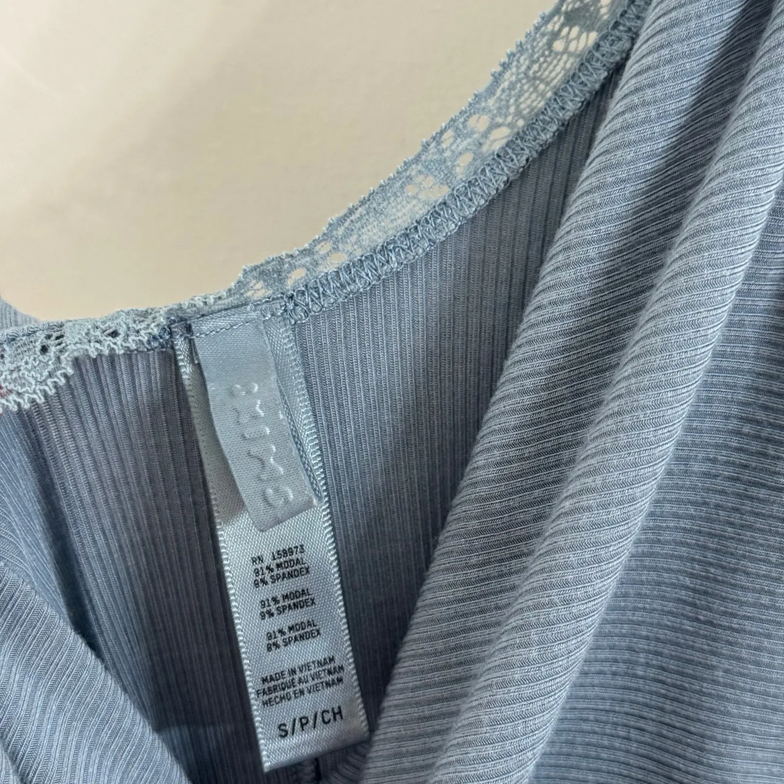 Skims Soft Lounge Lace Scoop Neck Dress Arctic Blue Maxi Size Small - Image 5