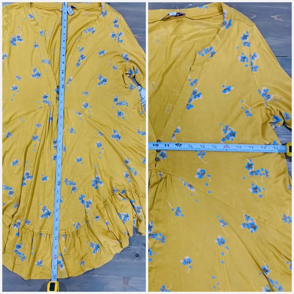 Free people Flowy Printed Tunic Marigold/Blue Floral Boho - Image 6