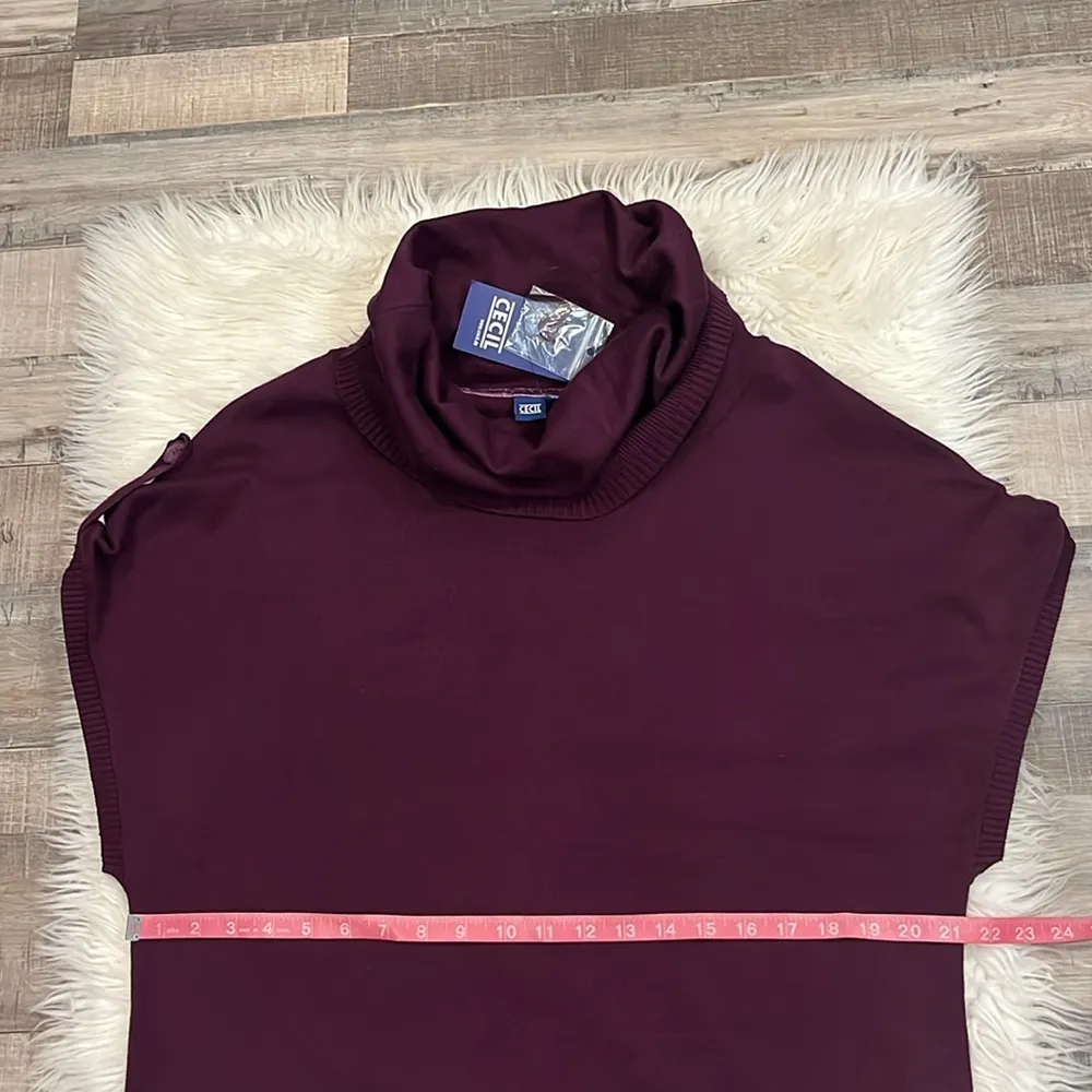 NWT Cecil Germany fine knit cowl neck sweater eggplant purple M - Image 8