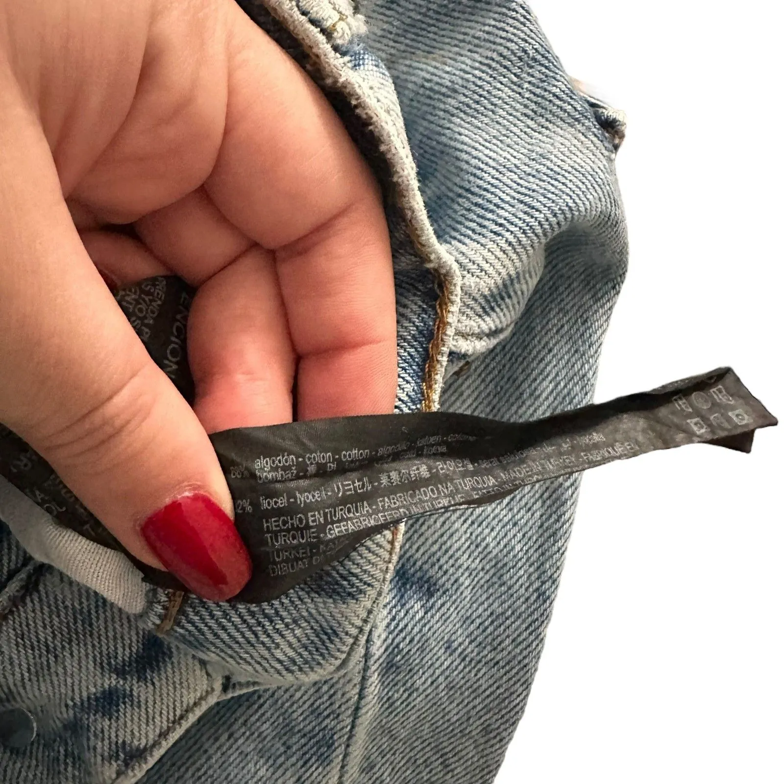 ZARA Faded High Waist Straight Fit Denim Sz‎ 4 - Image 5