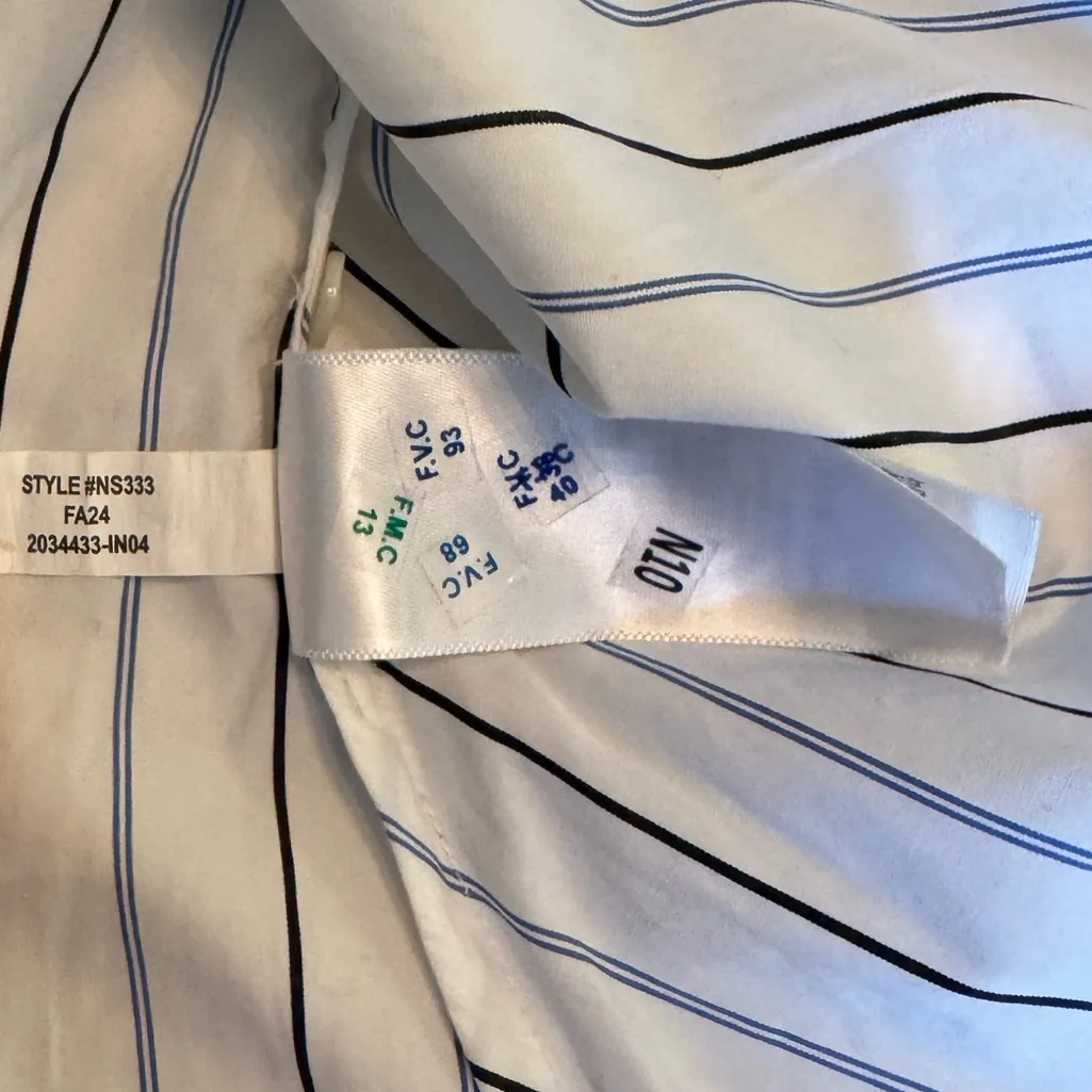 NWT Madewell White/Blue/Black Striped Asymmetrical Long Sleeve Wrap Shirt Sz 12 - Image 12