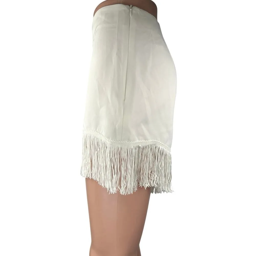Sincerely Jules White High Waisted Fringe Hem Frayed Boho Mini Shorts Size S - Image 2